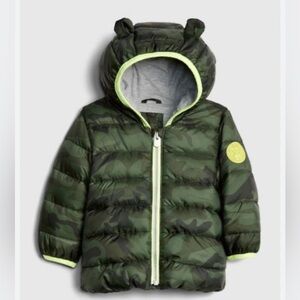 Baby gap puffer coat size 18-24 months camp green hooded insulated winter​​​​​​​